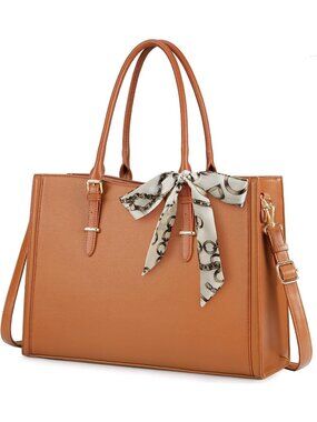 Women's Brown PU Leather Waterproof Bag Work for Office Travel Shoulder Bags